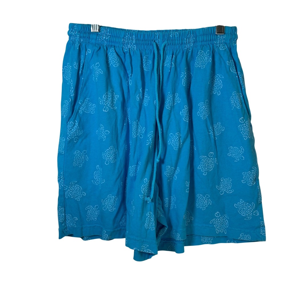 Fresh‎ Produce Turquoise Sea Turtle Print Cotton Jersey Shorts Blue Size Medium